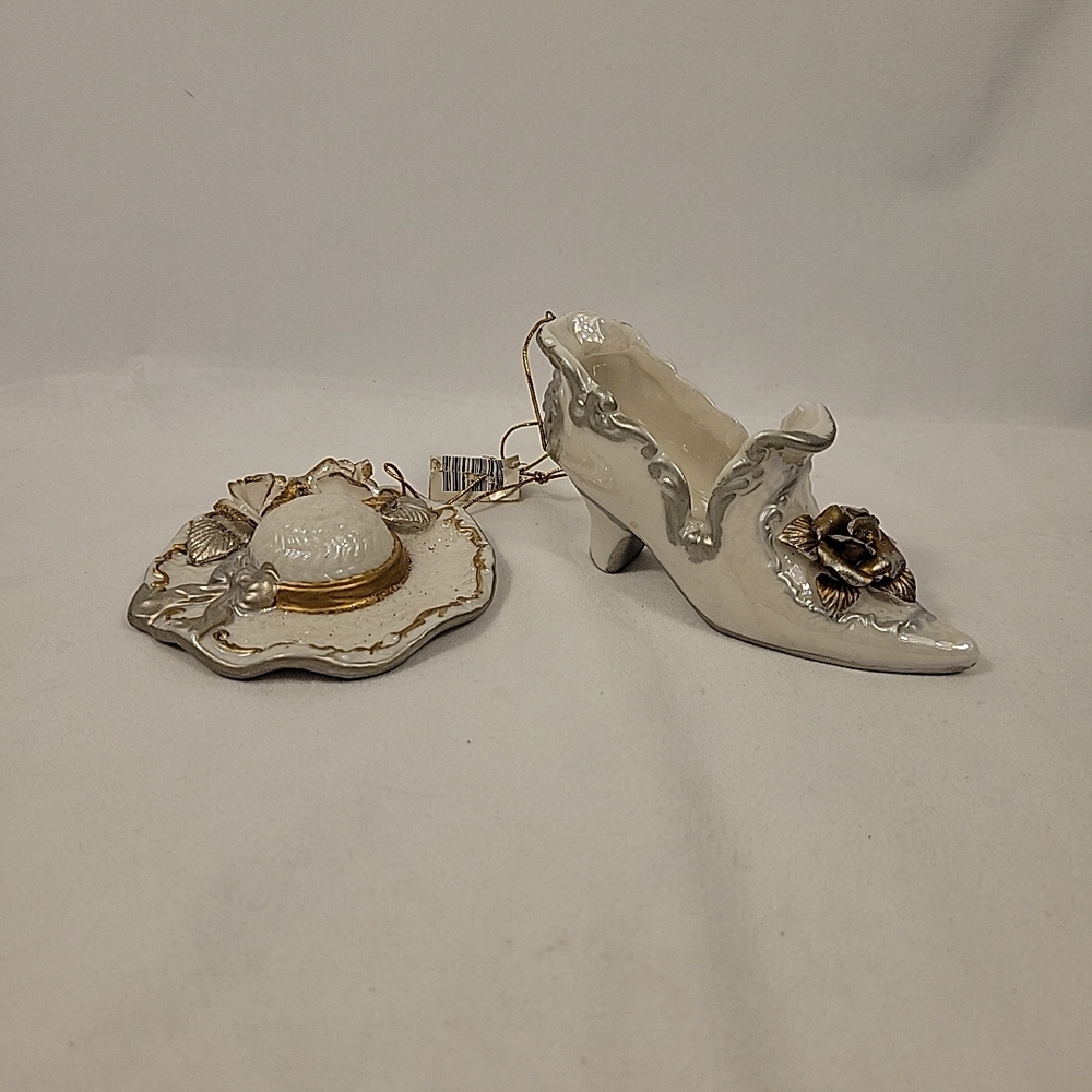 Elegant Ceramic Shoe and Hat Decor